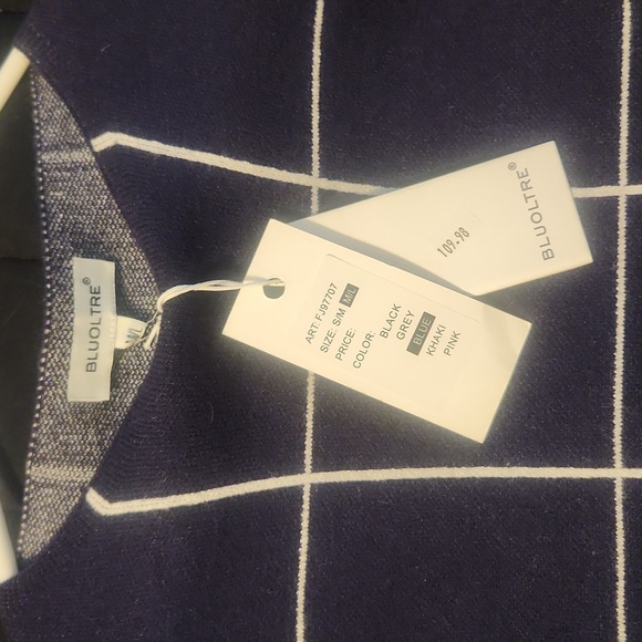 Bluoltre NWT Italian sweater dress checkered long sleeve knee length siz… - Picture 2 of 5